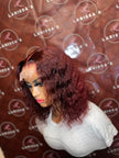 Short Red Deepwave Closure Wig